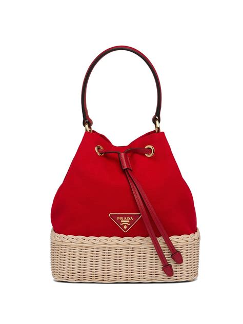 red prada bucket bag|prada wicker bucket bag.